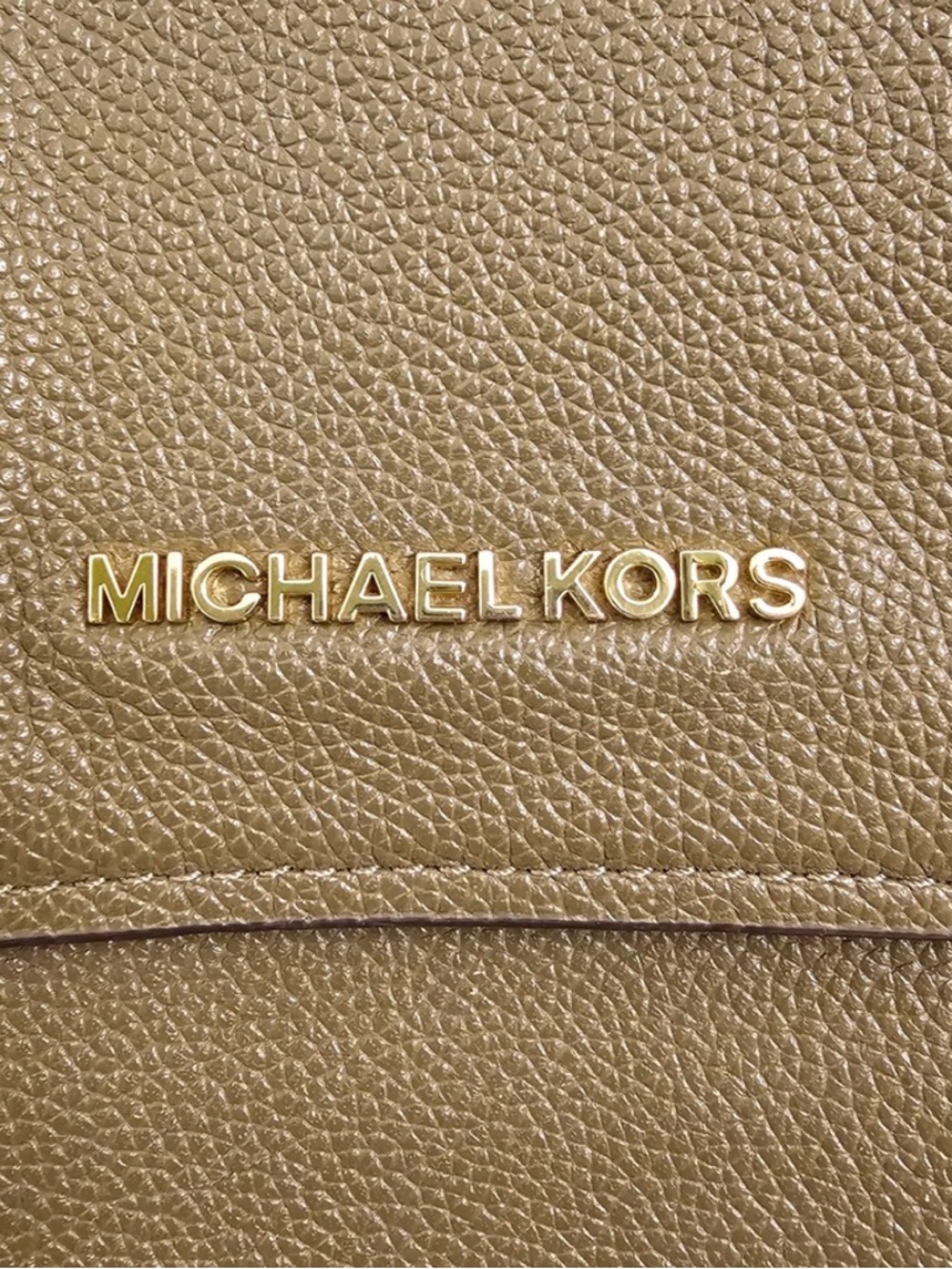 Michael Kors Olive Pebbled Leather Backpack with Gold Hardware - Picture 2 of 13